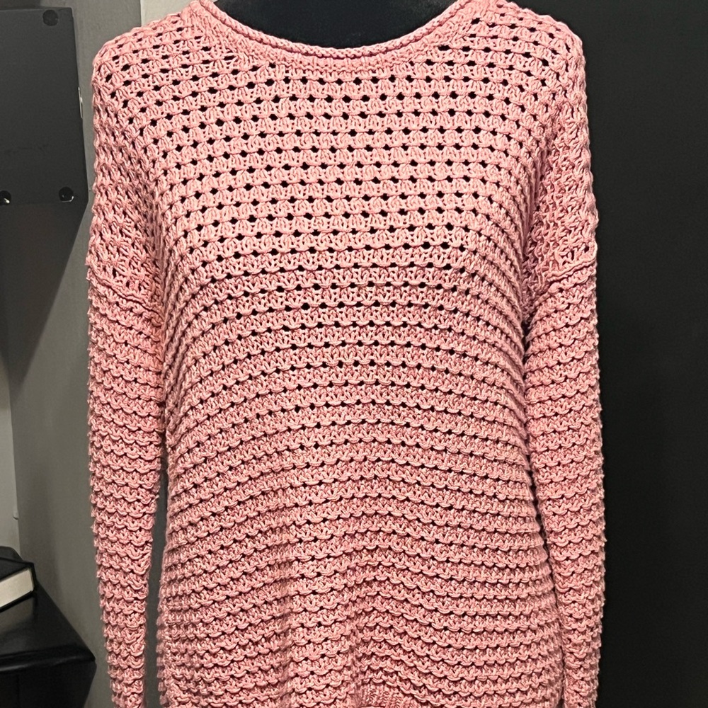 Madewell Cotton Crochet Sweater Pink Women’s Size XS Stretch